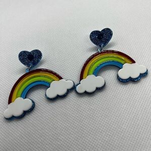 EARRINGS! Rainbow Heart Cloud earrings! So cute! Brand new, Never worn